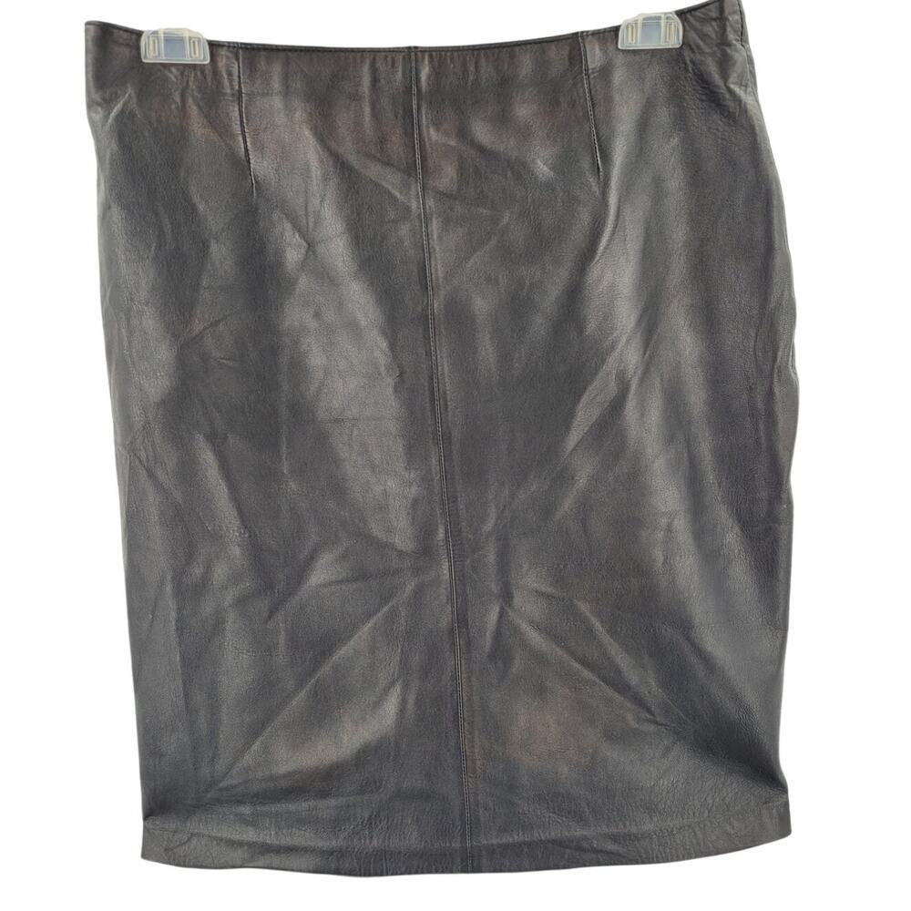 JLC Leather Mini Skirt Black Classic Back Slit Modern Y2K Goth Bikercore‎